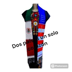 Stolas for graduation, black color with embroidery